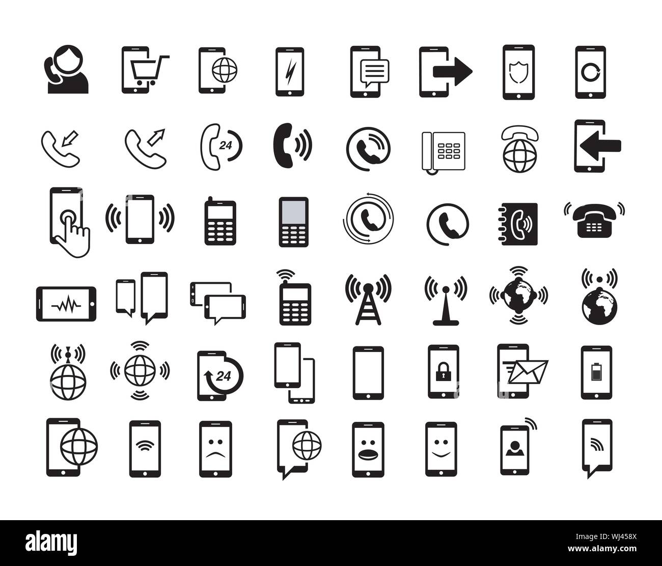 Communication and Technology Line Icons Set Vector Collection Stock Vector