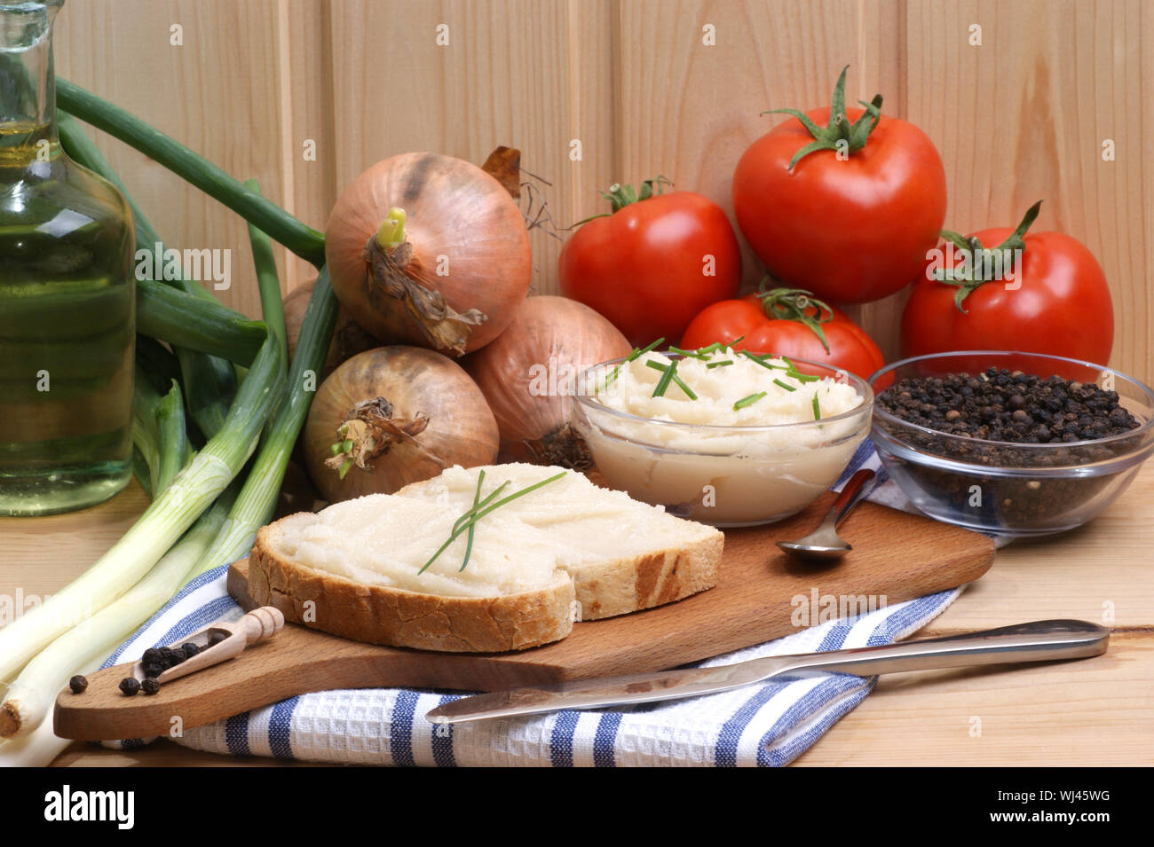 home made lard on toast with organic dill Stock Photo Alamy
