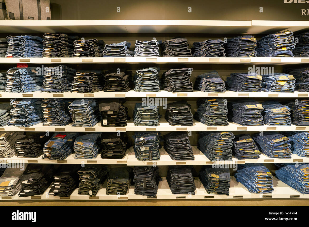 ZURICH, SWITZERLAND CIRCA OCTOBER, 2018 jeans on display at a store
