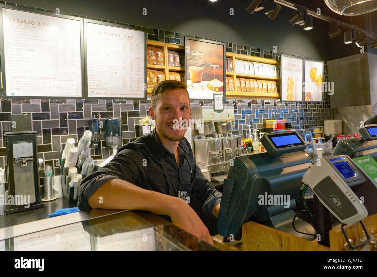 ZURICH, SWITZERLAND CIRCA OCTOBER, 2018 indoor portrait of worker in