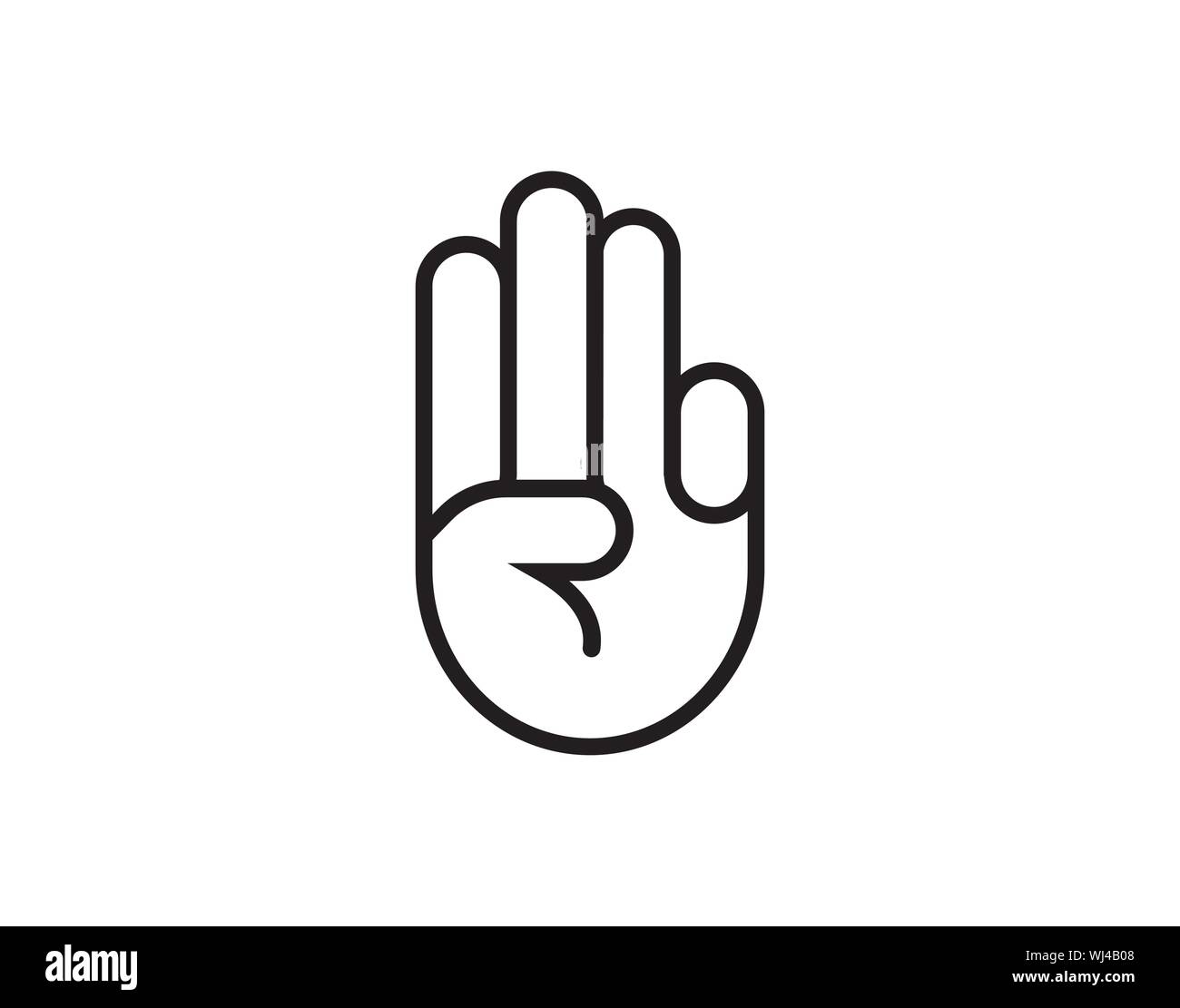 Gesture with three fingers up vector image Stock Vector