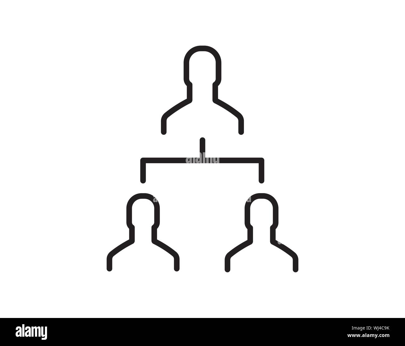 Hierarchy Structure Icon with Leader and Two Subordinates Stock Vector