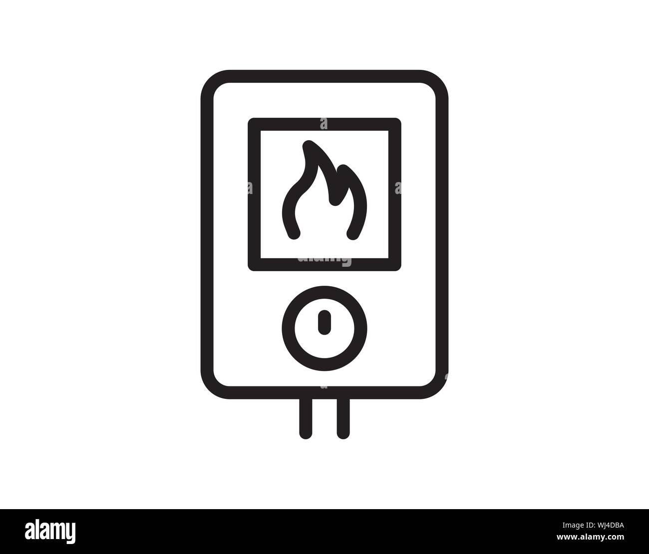 Gas heating black icon sign on isolated vector image Stock Vector