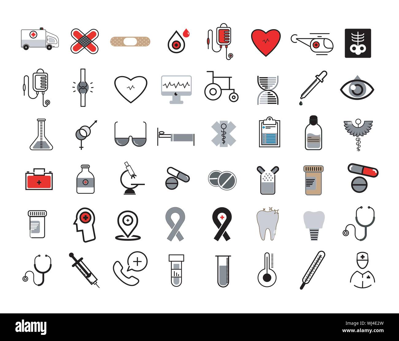 Medical icon set flat style vector illustration. Stock Vector