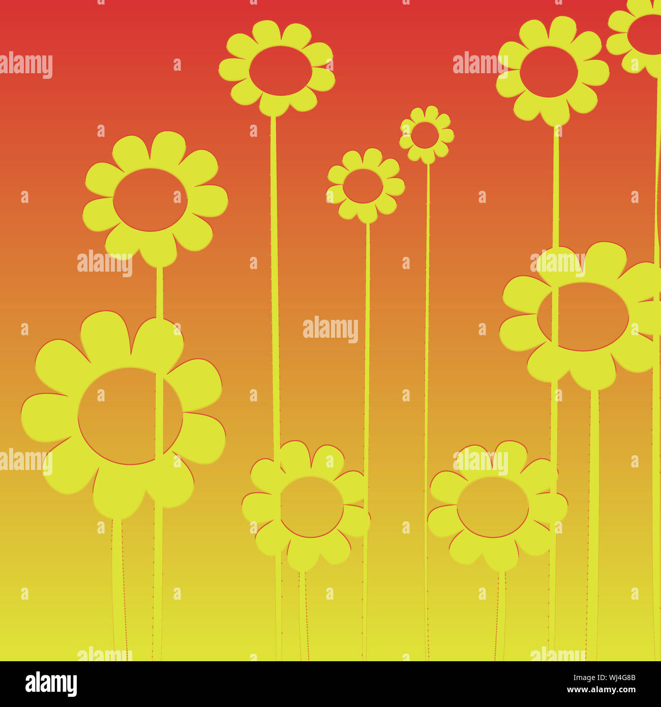 Background illustration with simple stylized flowers, clip art Stock Photo