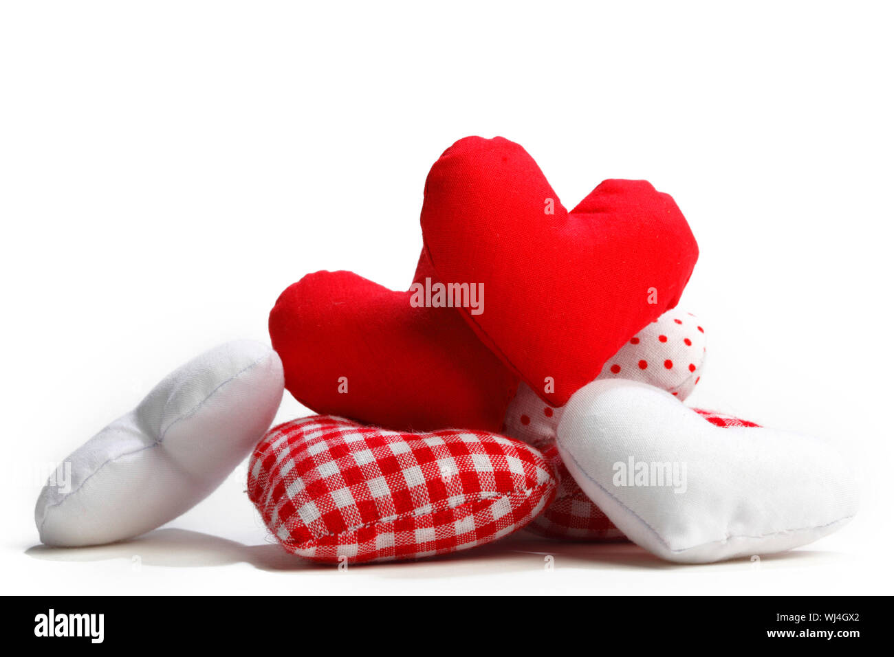 Valentines day fabric hearts isolated on white background Stock Photo ...