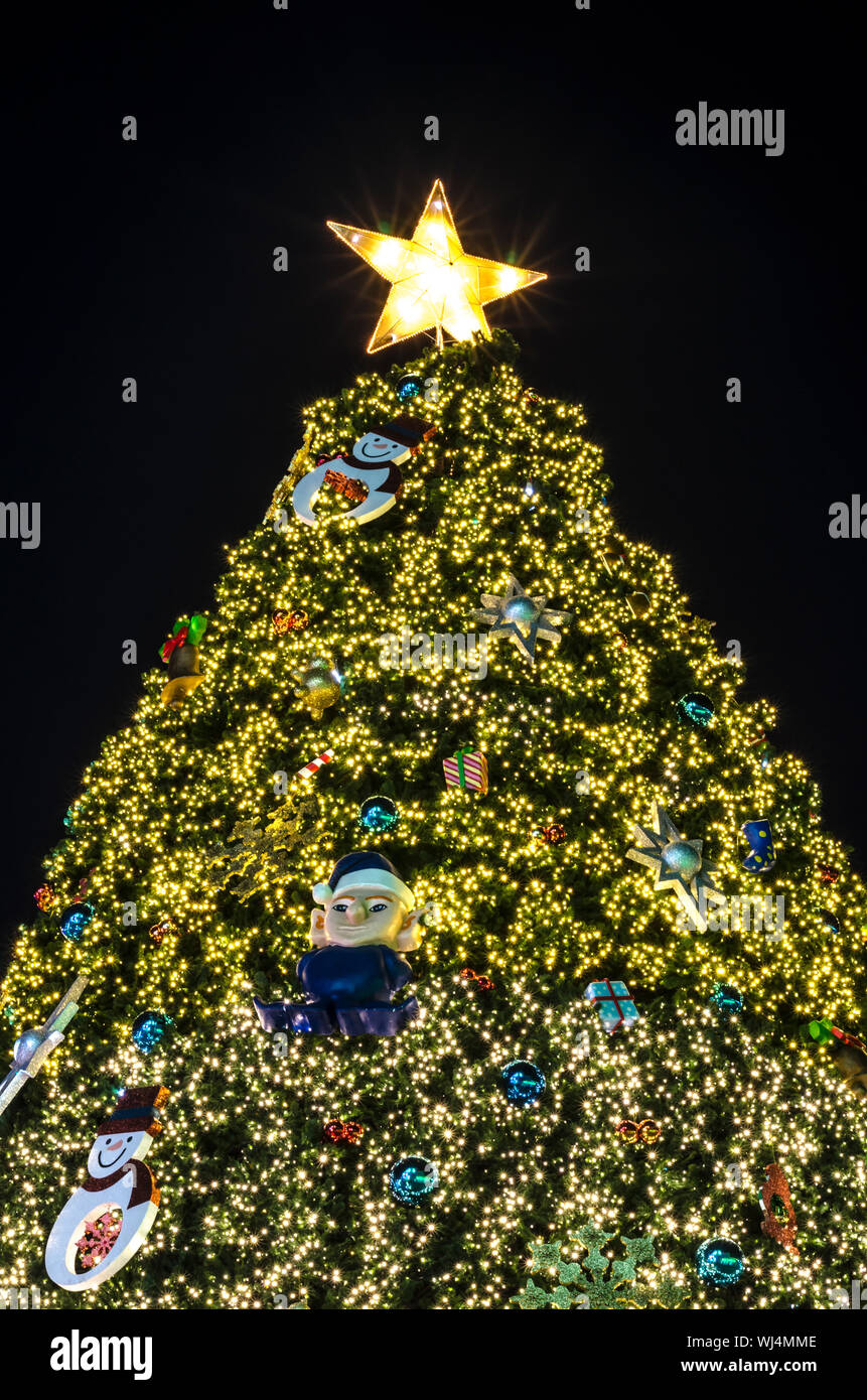 christmas festival with decorate Christmas tree lighting Stock Photo