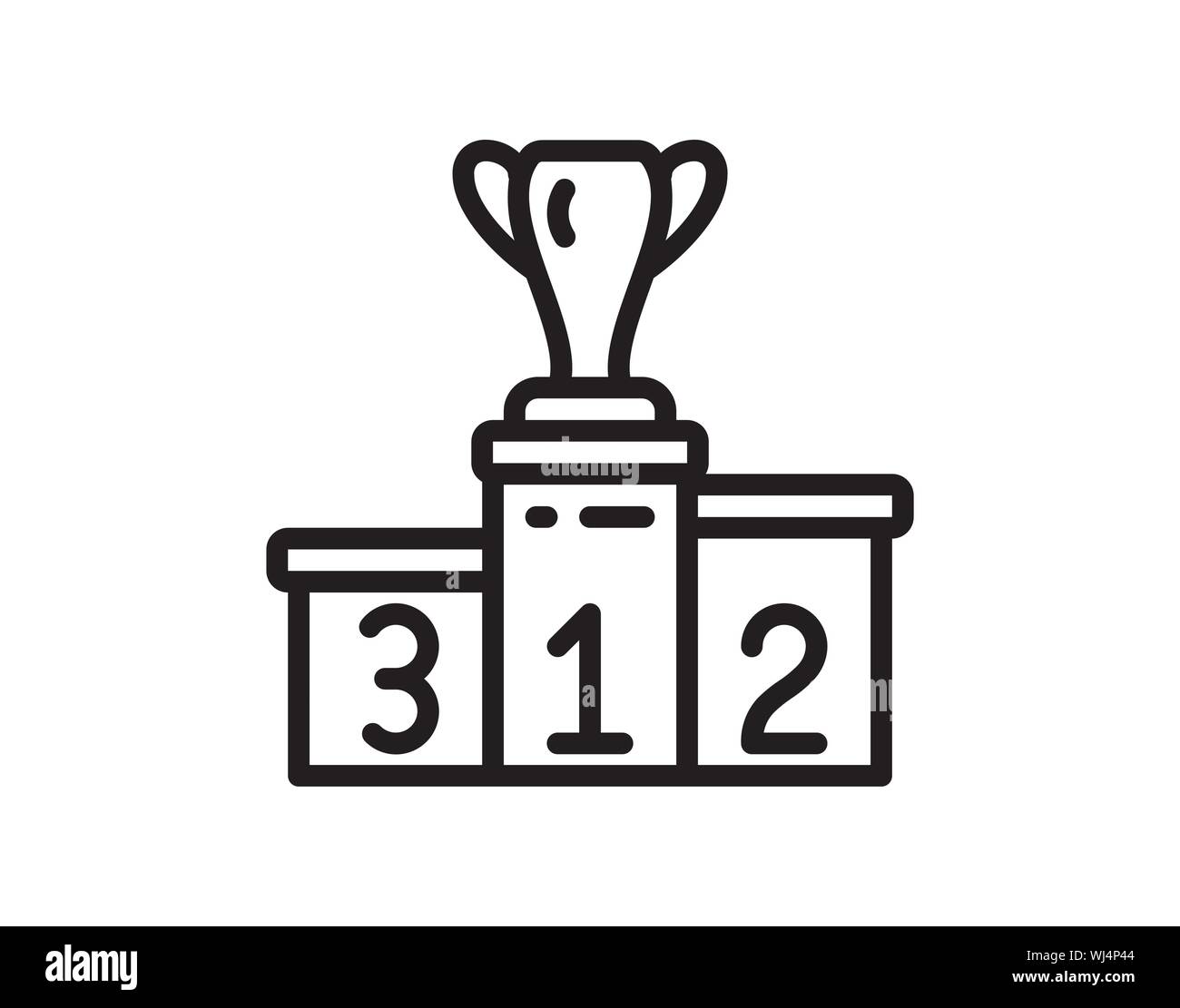 Prize podium with cup icon outline style vector image Stock Vector