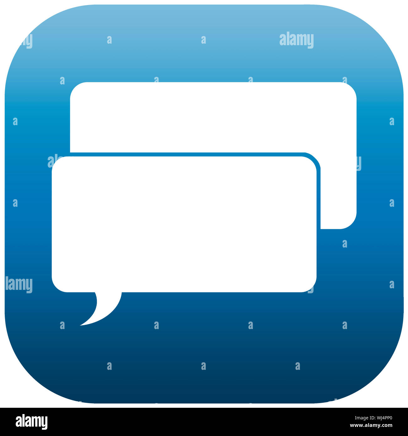 Blue icon illustration with two white chat bubbles Stock Photo