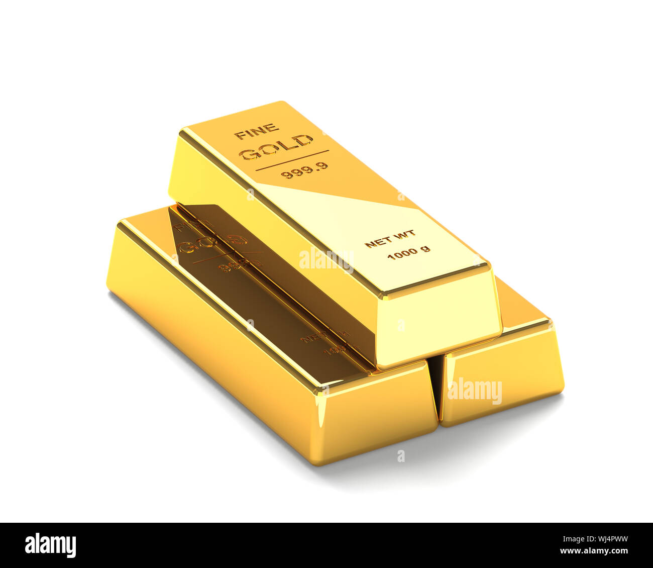 Set of Gold bars Isolated on the White Background Stock Photo - Alamy
