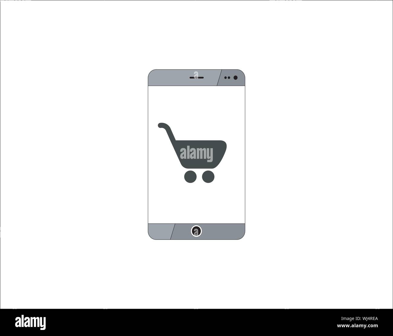 Mobile Shopping Cart Ecommerce Purchase Icon isolated on white ...