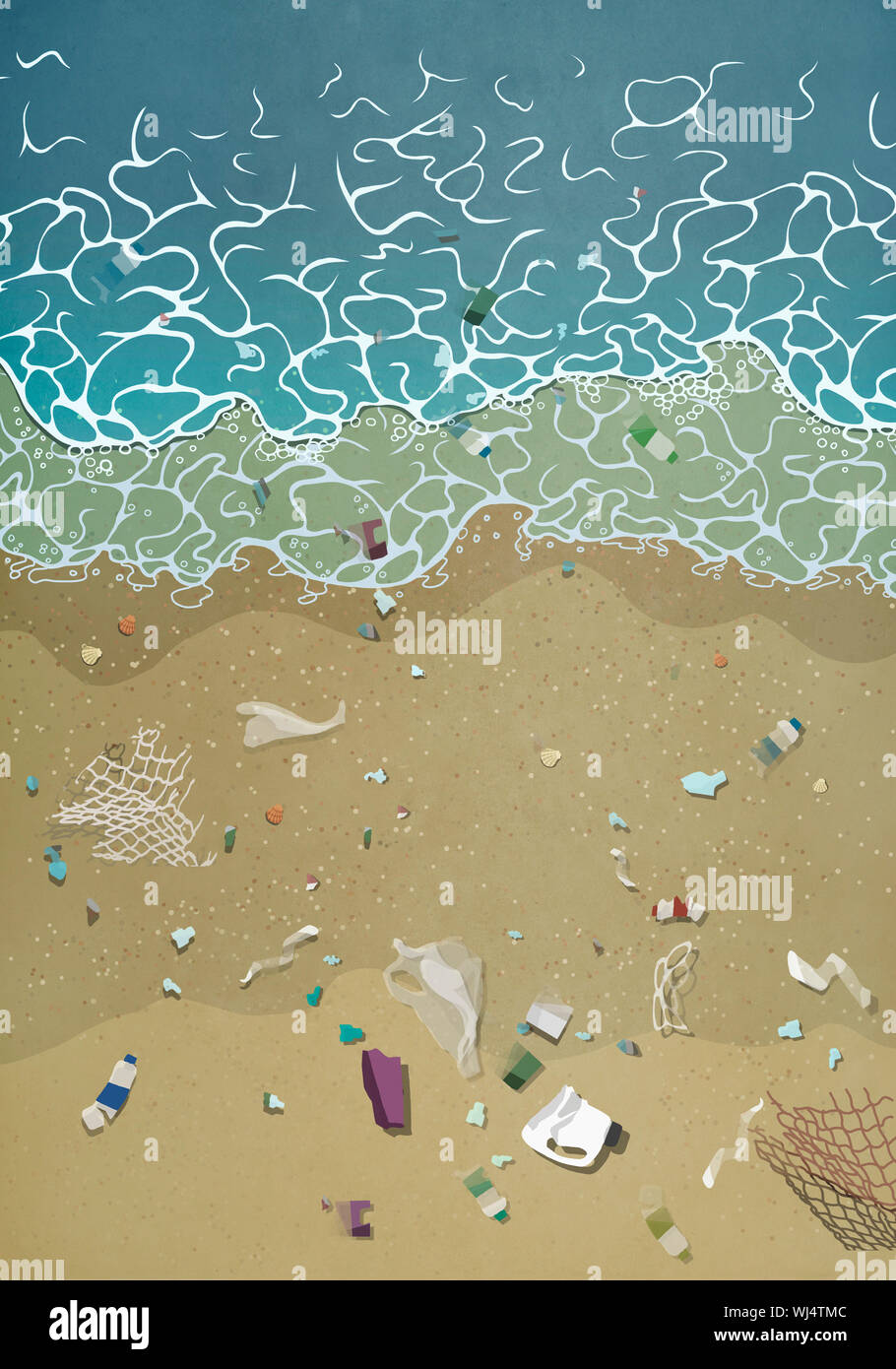 Litter washing up on ocean beach Stock Photo - Alamy