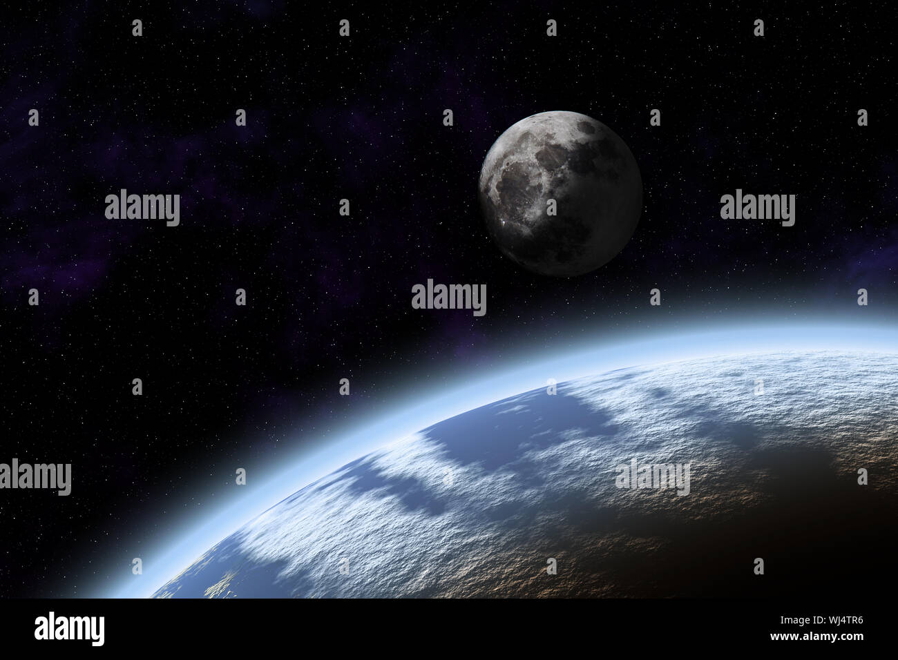 Surface Planet Earth and Moon from space Stock Photo - Alamy