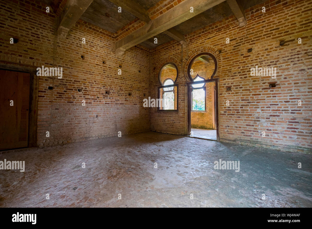 An unfinished room in the brick tower of Kellie's Castle in Perak, Malaysia. Stock Photo