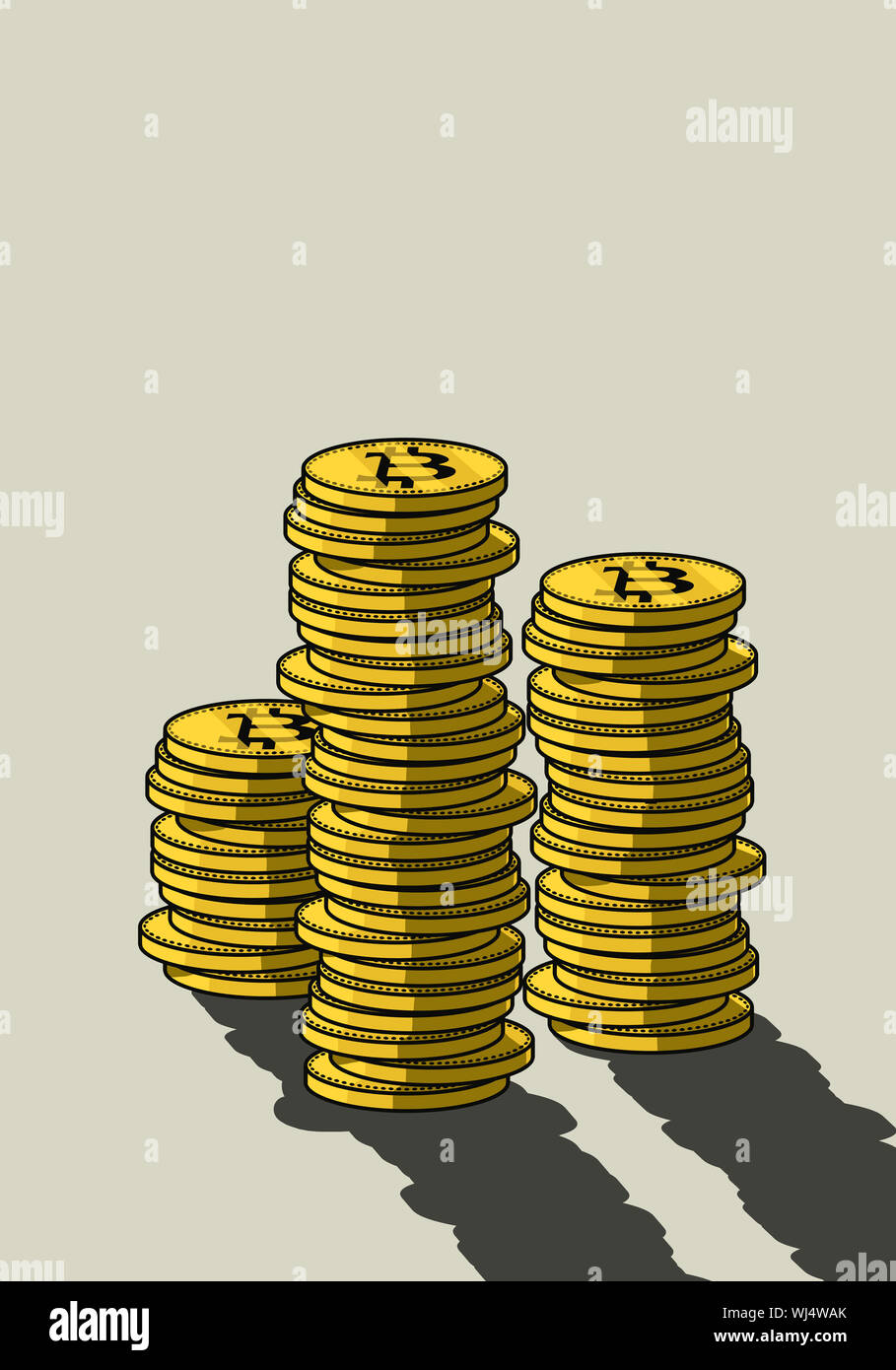 Stacks of Bitcoins Stock Photo