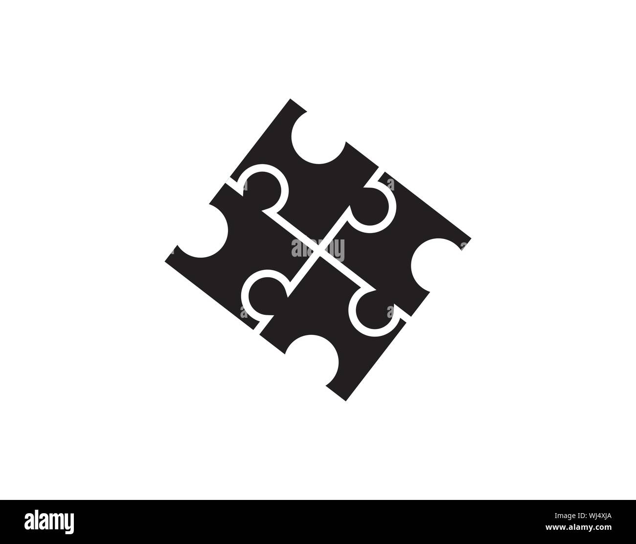 Interlocked Puzzle Pieces Icon Representing Collaboration or Solutions Stock Vector