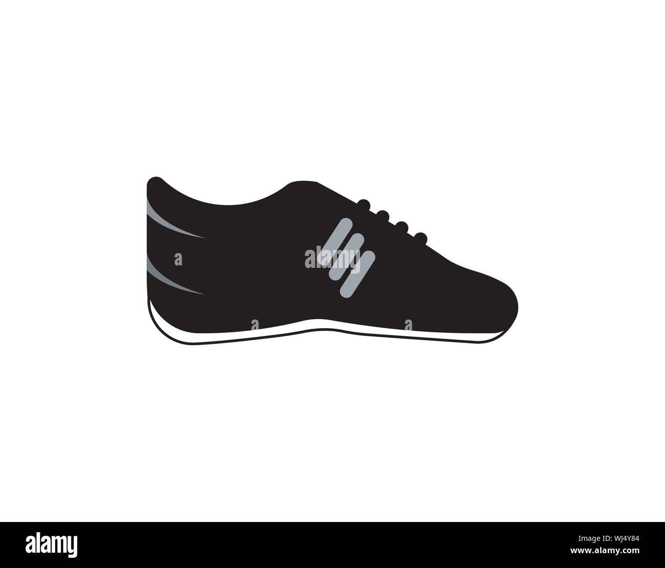 Athletic Running Shoe Icon in Black and White with Side Stripes Stock ...