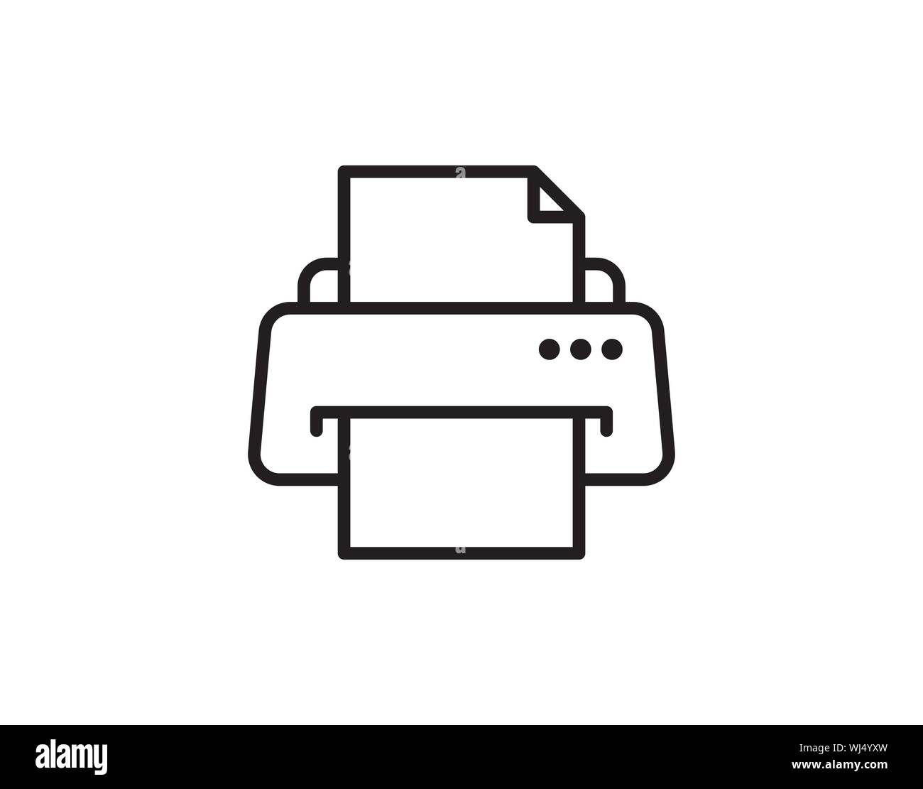 Outline Printer Icon with Paper Sheet Vector Symbol Stock Vector