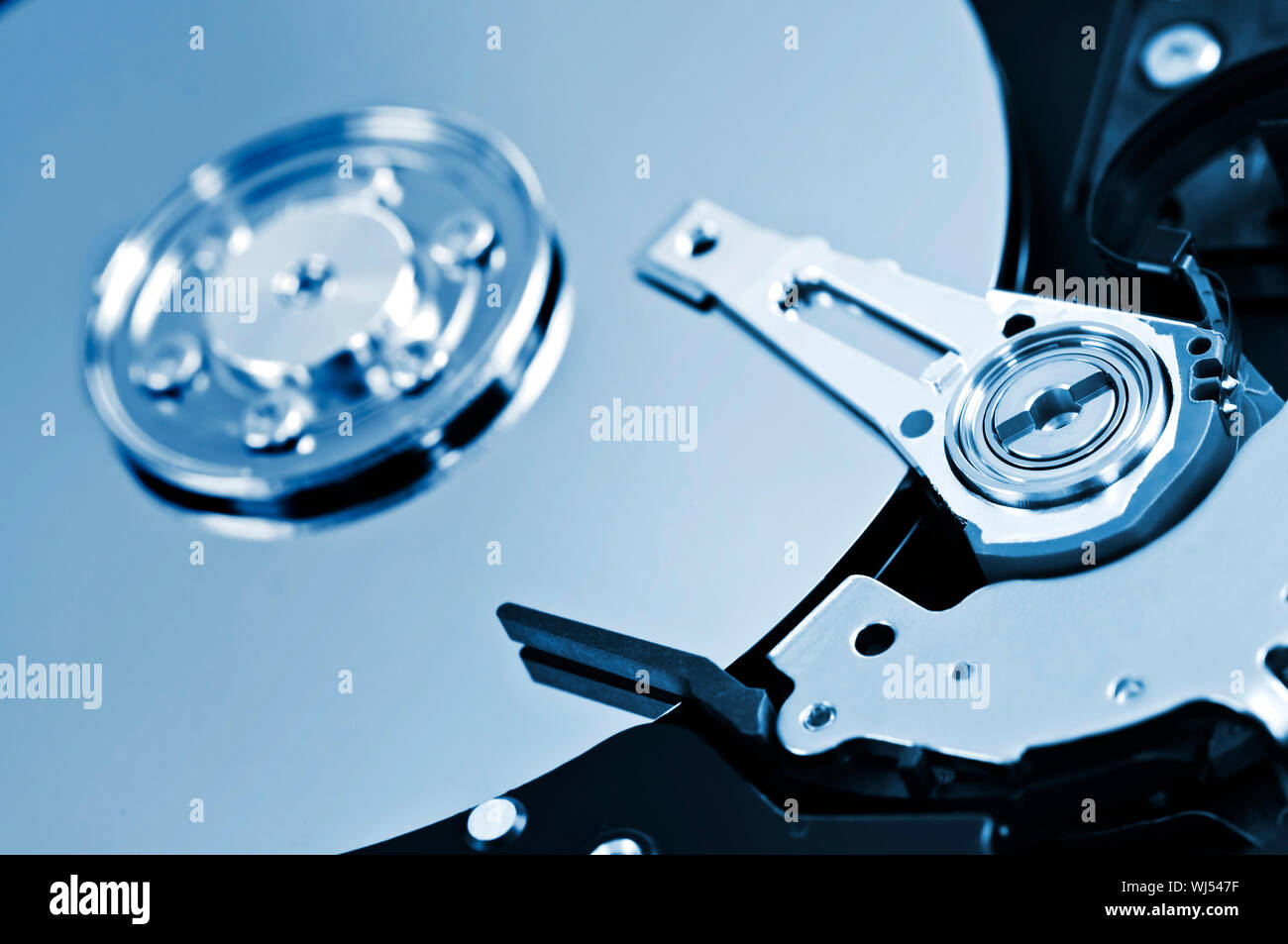 Closeup of hard disk drive internal components Stock Photo Alamy