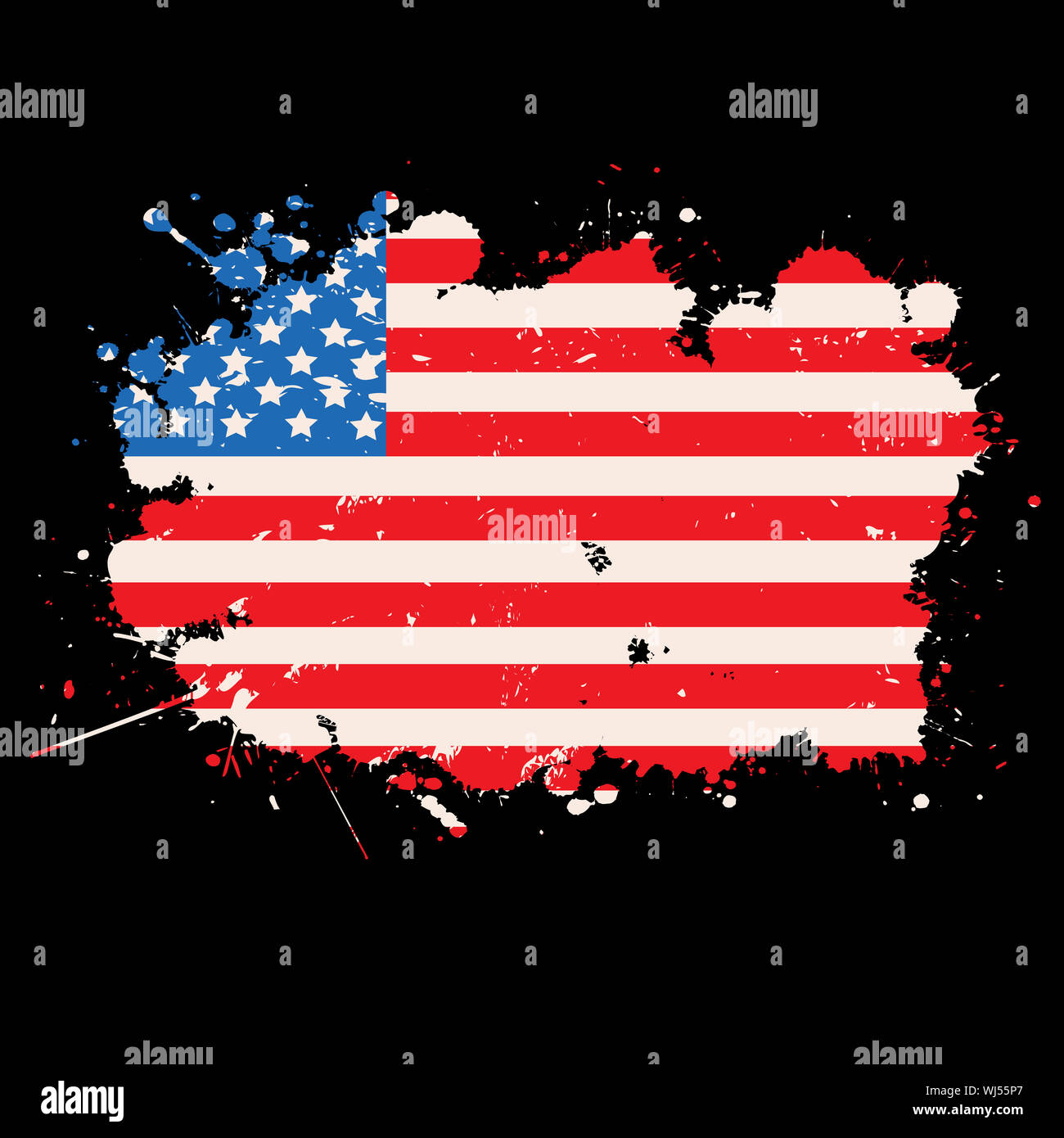USA grunge flag over black background Stock Photo - Alamy