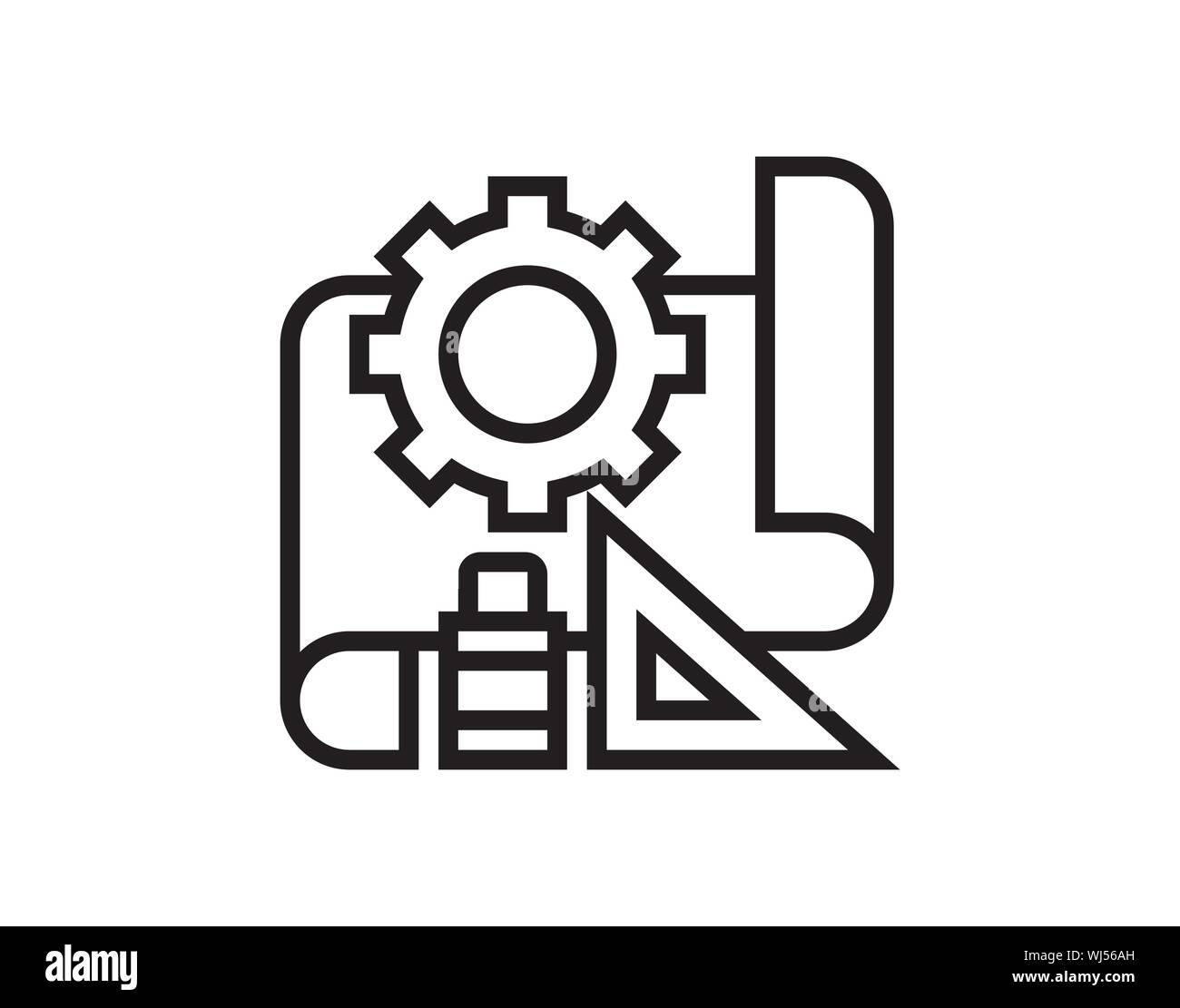 Engineering blueprint icon line isolated on clean background