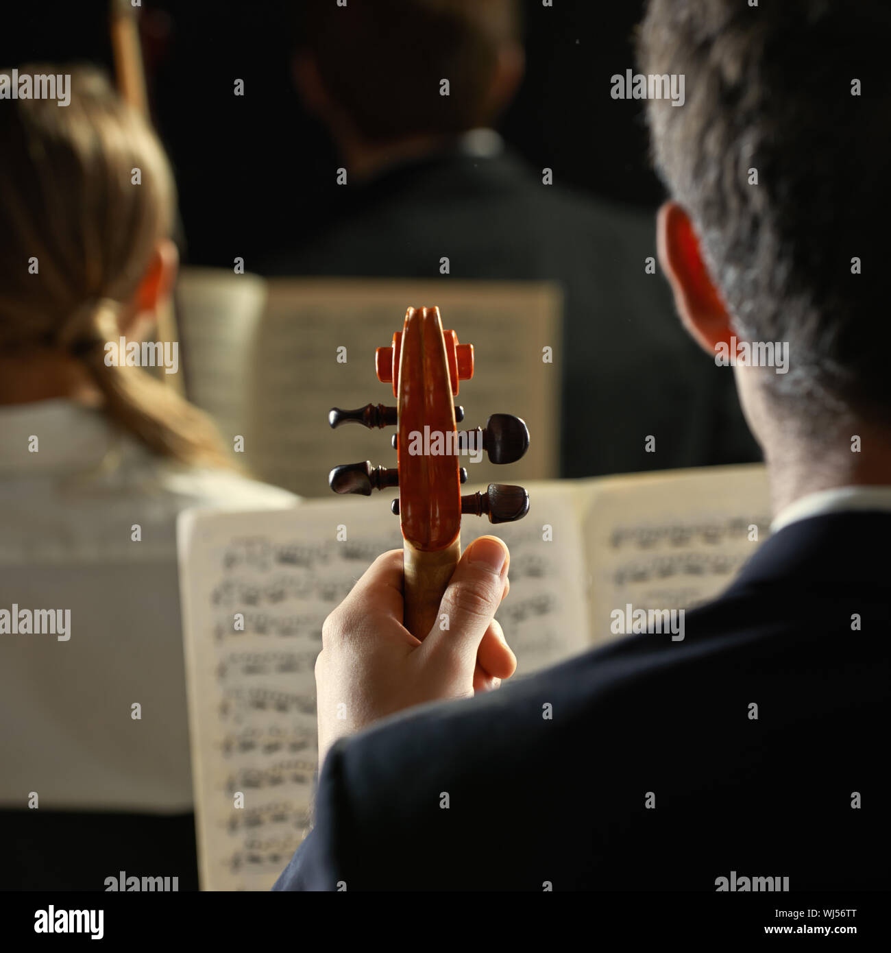 Symphony concert, violinist and music sheet Stock Photo Alamy
