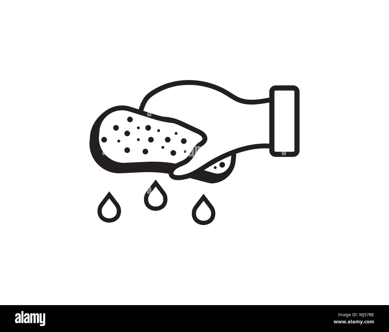 Hand holding a sponge scrubbing a surface icon Vector Stock Vector