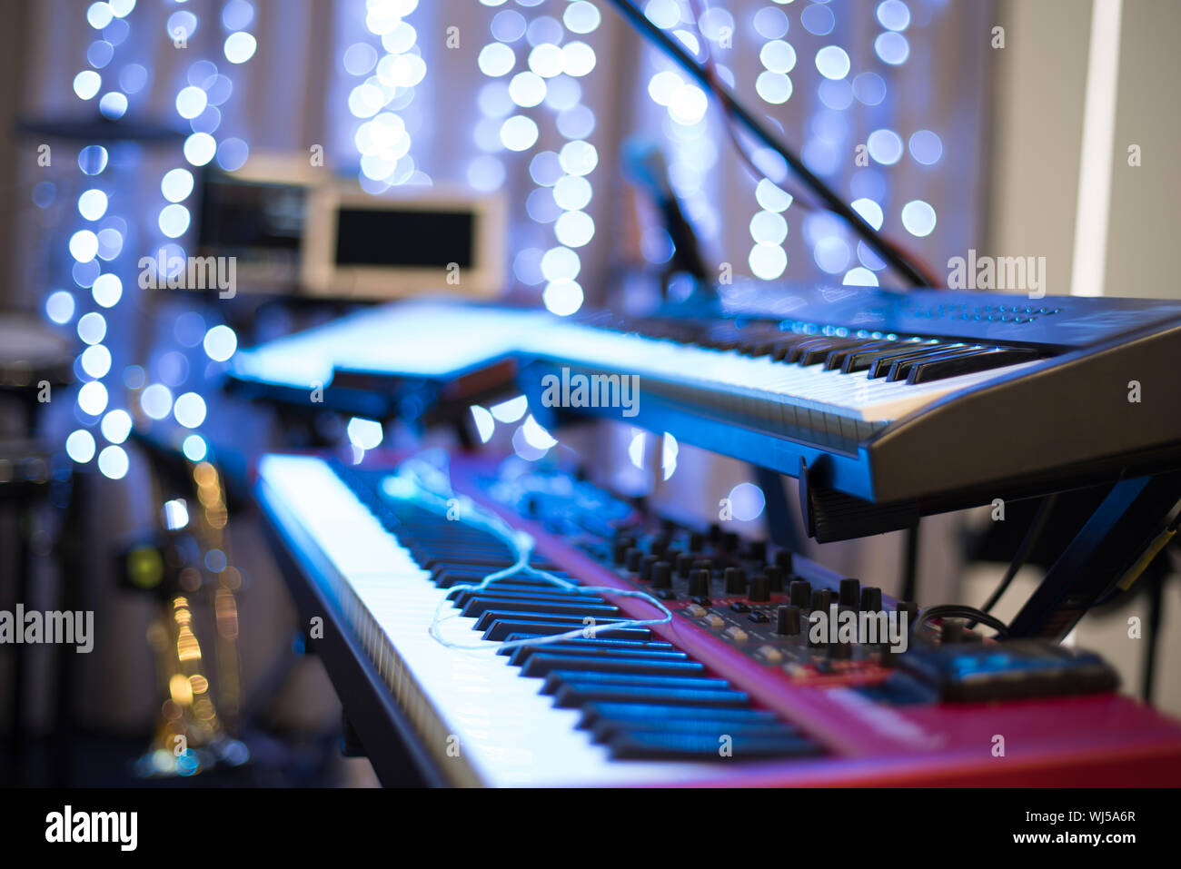 the piano on stage in the spotlight. Before the concert Stock Photo - Alamy
