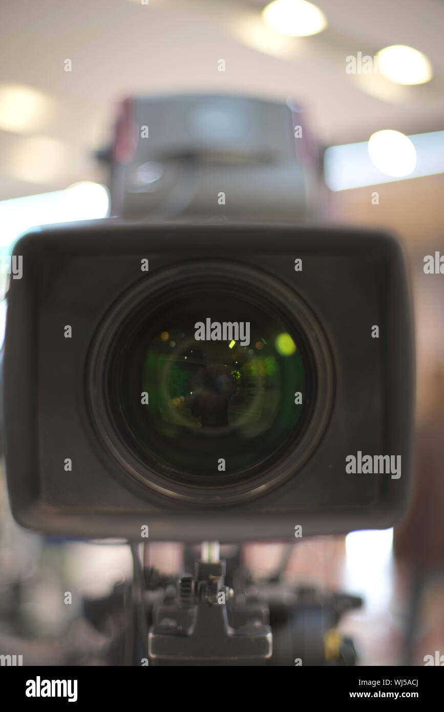 TV camera in recording and live studio Stock Photo Alamy