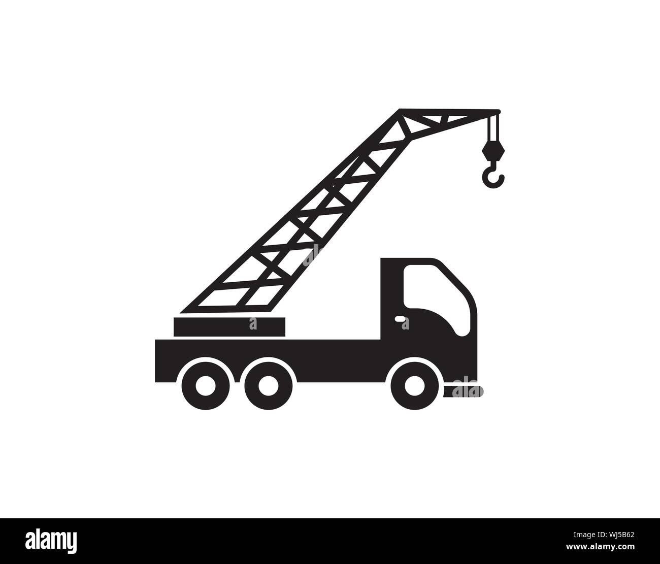 Crane truck icon for construction lifting and heavy transport vector symbol Stock Vector