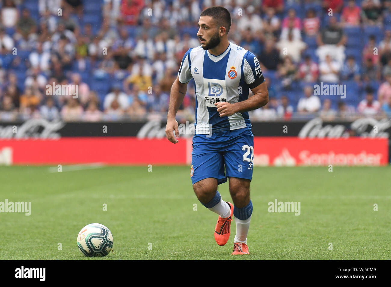BARCELONA, 01-09-2019. LaLiga 2019/ 2020, date 3. Espanyol-Granada. Matias Vargas of Espanyol. Stock Photo