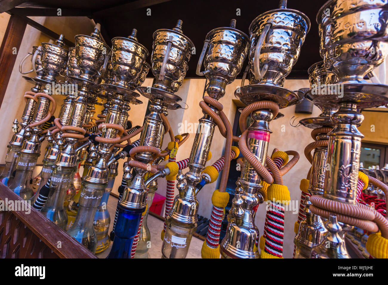 Shisha pipes hookah on the streets of the Old Town in Dubai Stock Photo