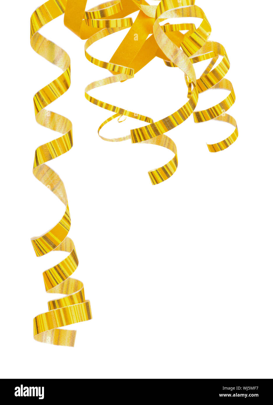 Corner of Striped Yellow Curly Hanging Down Party Streamers