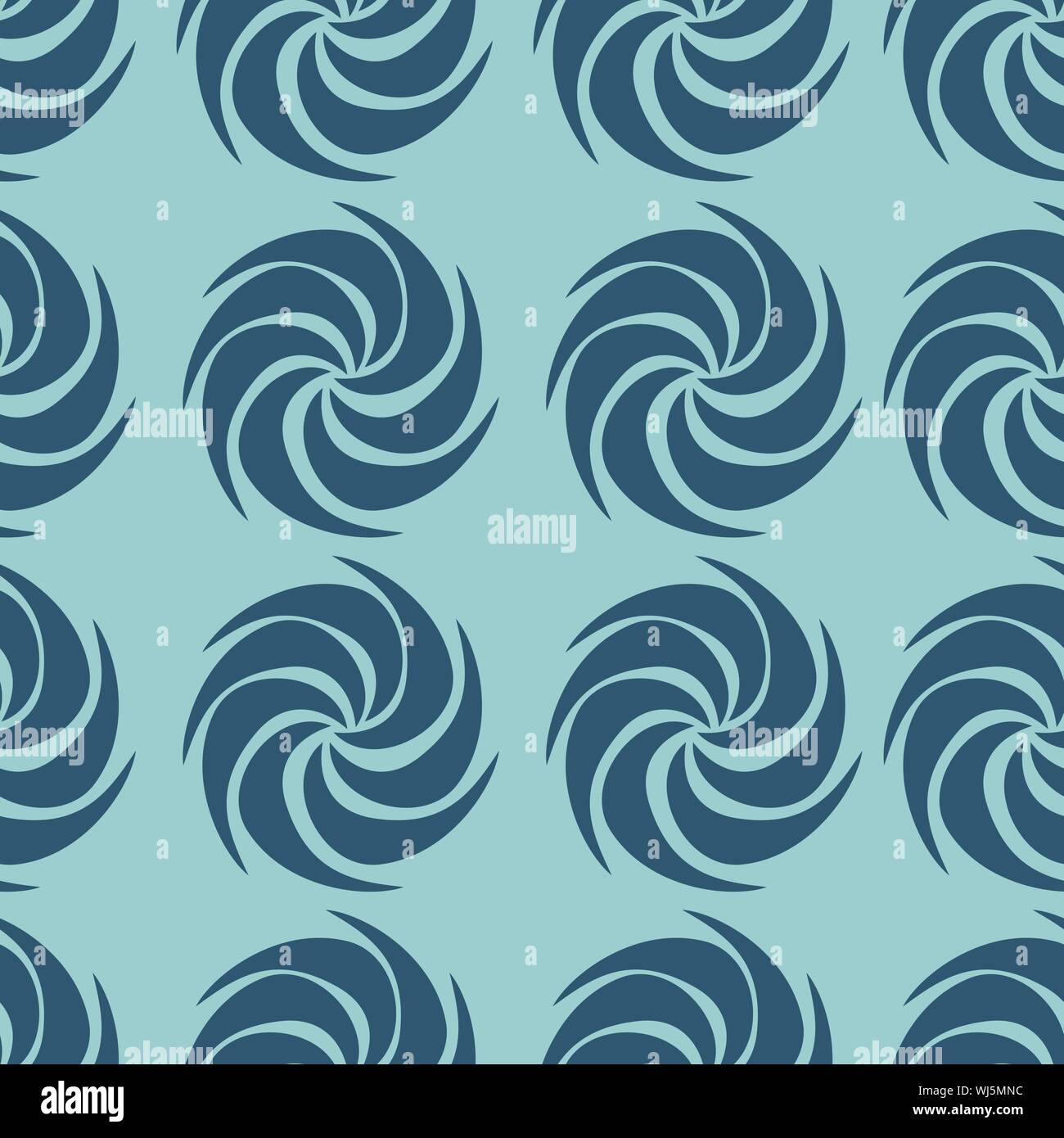 Blue Vector decorative continuous background using wavy lines, curves and circles. Composition can be used as wallpaper. Stock Vector