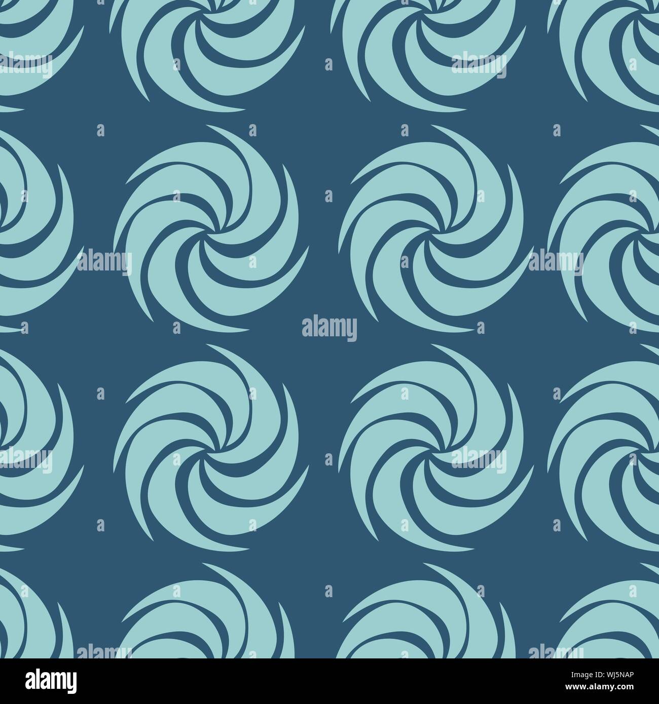 Blue Vector decorative continuous background using wavy lines, curves and circles. Composition can be used as wallpaper. Stock Vector