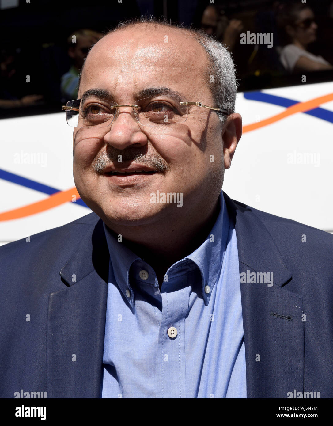 Jerusalem, Israel. 3rd Sep 2019. Israeli Arab politician, Amhed Tibi, a leader in the Joint List Party, arrives to speak to the international press about the upcoming national elections, on Tuesday, September 3, 2019, in East Jerusalem. The Joint List is an alliance of the main Arab parties. Israeli Arabs make up about 20 percent of the country's 9 million citizens. Israelis return to the polls on September 17, for the second national election in 2019.  Photo by Debbie Hill/UPI Credit: UPI/Alamy Live News Stock Photo