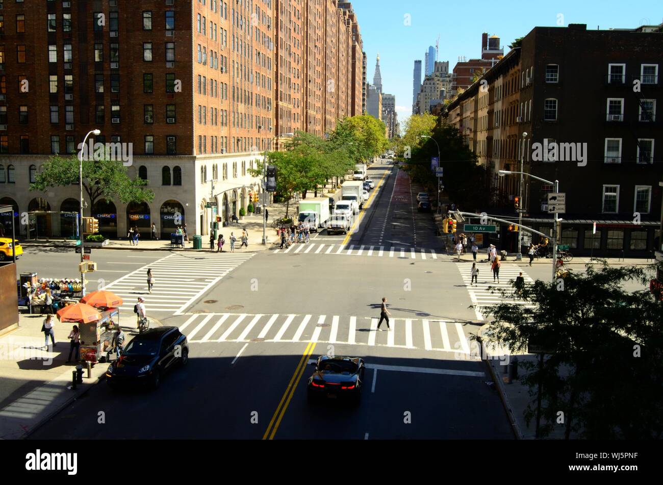 Street below the High Line in Manhattan, New York Stock Photo