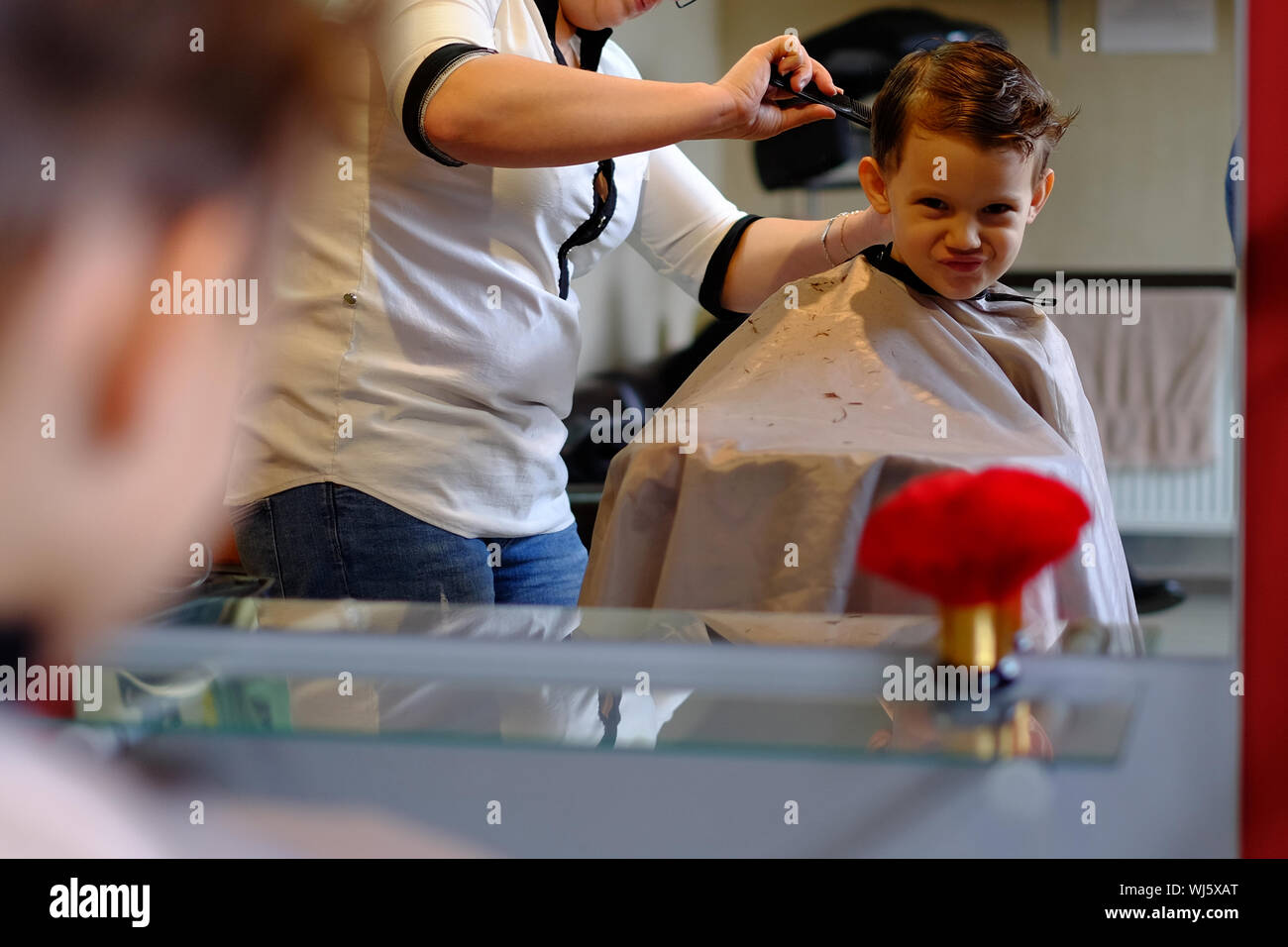 Funny Child In Hair Salon Stock Photo 269349776 Alamy