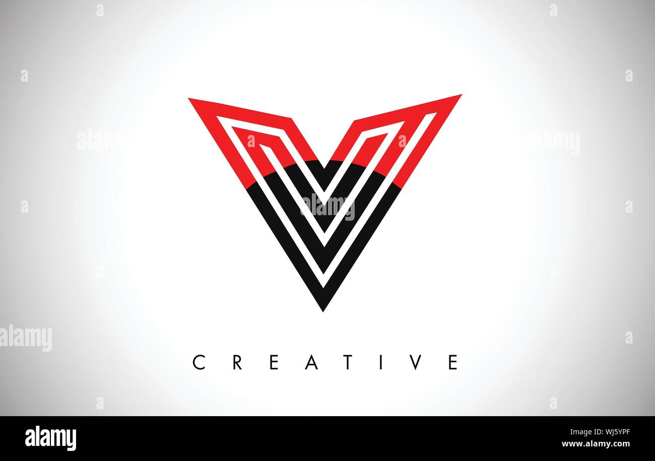V Black and Red Letter Logo. Creative V Letter Logo Icon Design with ...