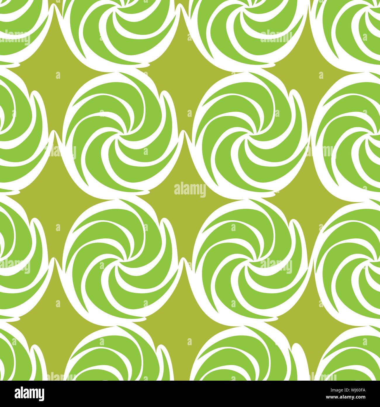 green Vector decorative continuous background using wavy lines, curves and circles. Composition can be used as wallpaper. Stock Vector