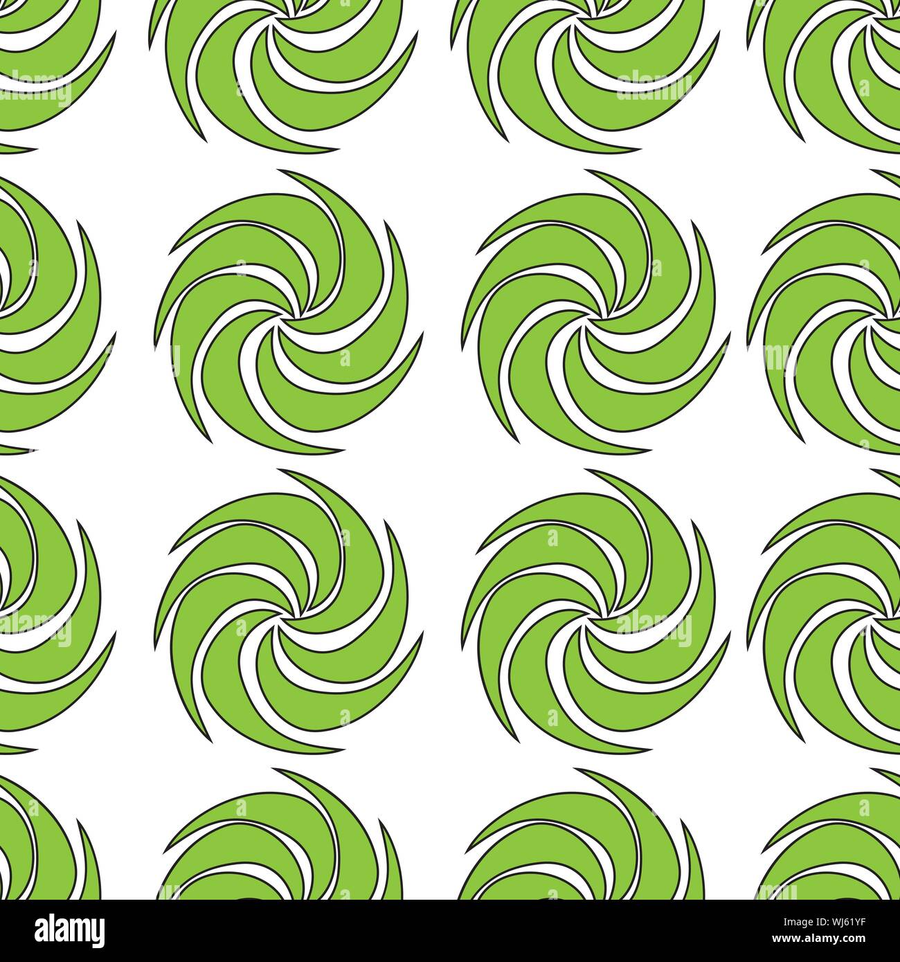 green Vector decorative continuous background using wavy lines, curves and circles. Composition can be used as wallpaper. Stock Vector