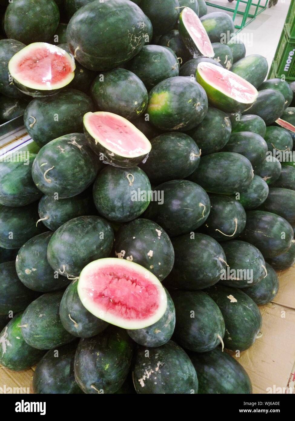Stack Of Watermelons For Sale At Market Stock Photo Alamy