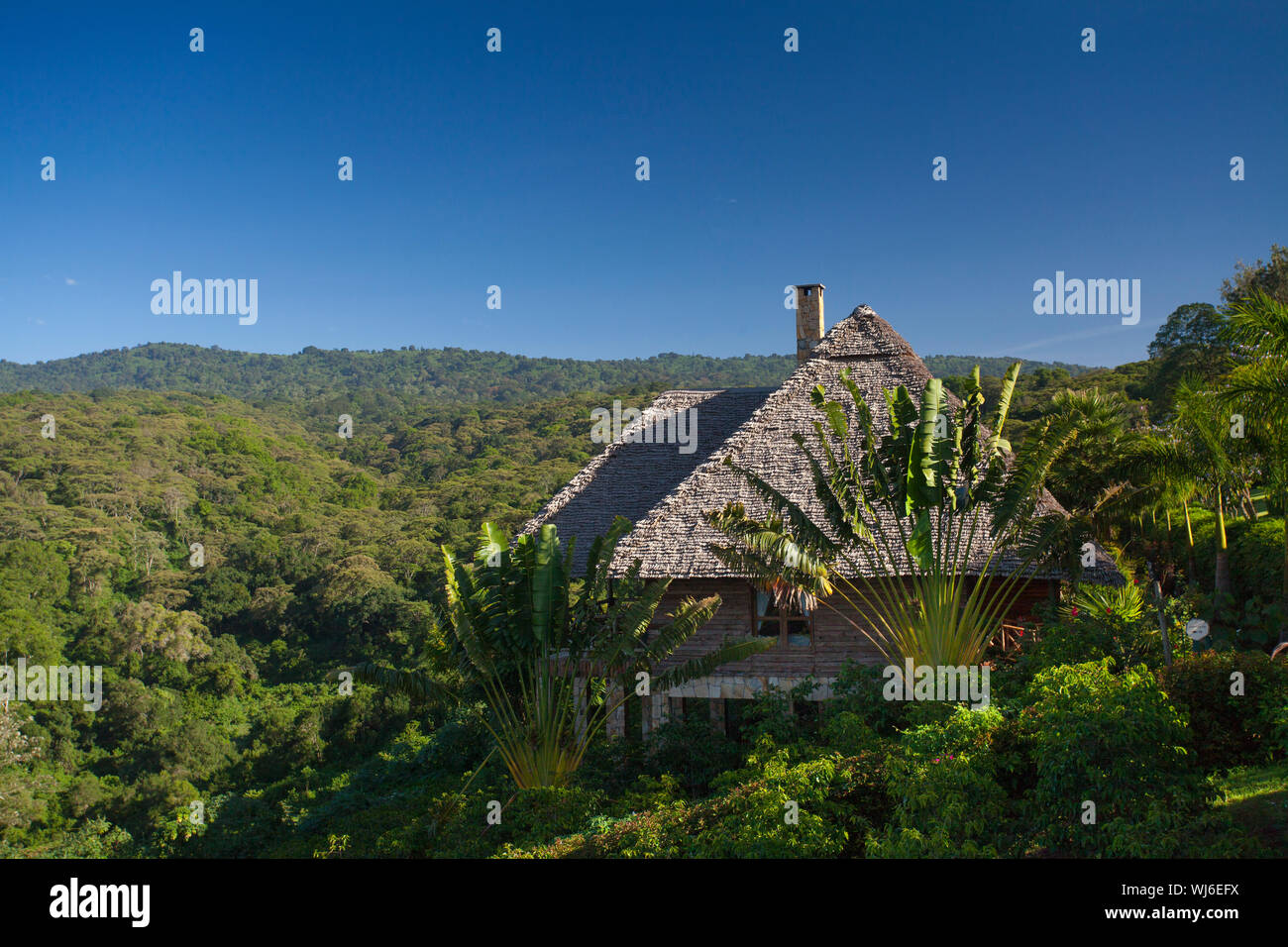 Cottages at Neptune Ngorongoro Luxury Lodge, Ngorongoro Conservation Area, Tanzania. Stock Photo