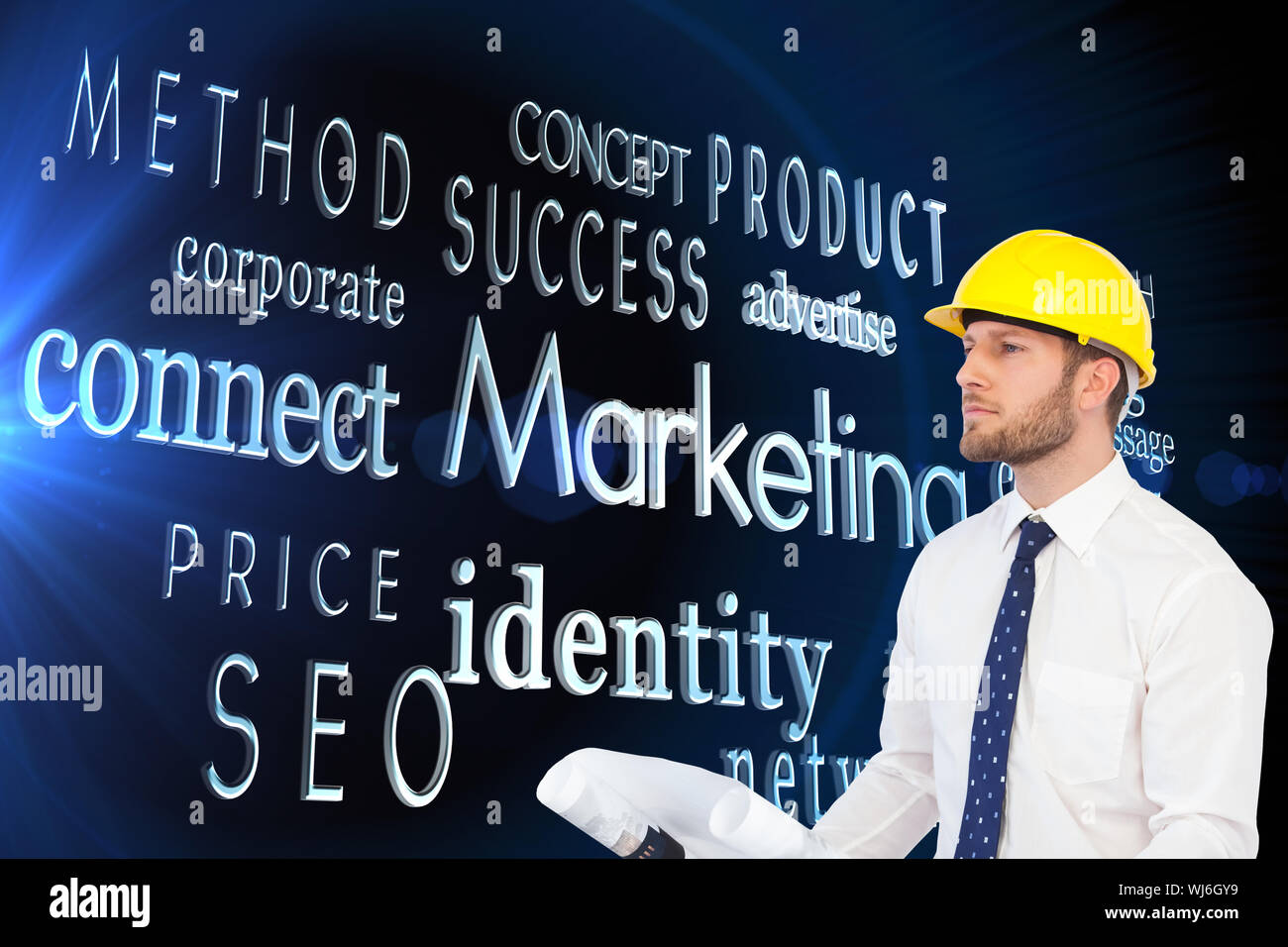 Composite image of thoughtful young architect posing Stock Photo