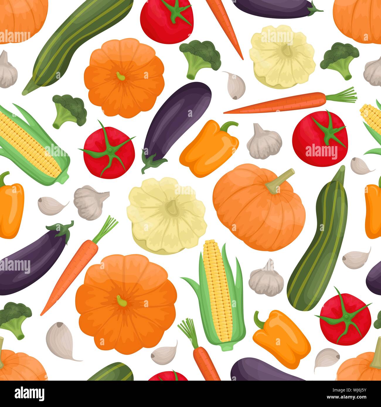 Seamless pattern with autumn vegetables. Harvest. Flat vector background. Stock Vector