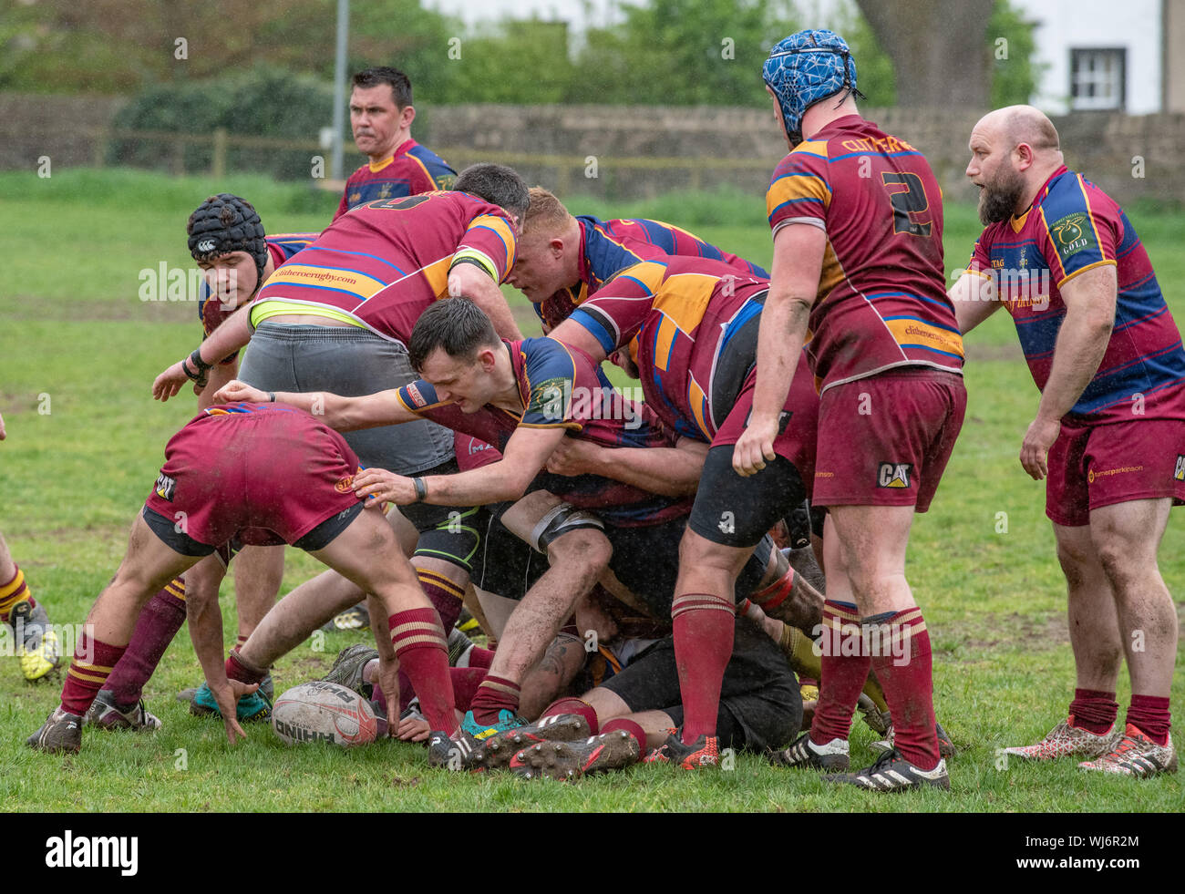 People participating in playing rugby, Clitheroe, Lancashire Stock ...
