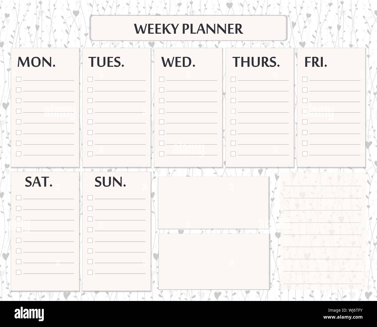 Weekly planner page template design. Cute page for everyday plans and ...