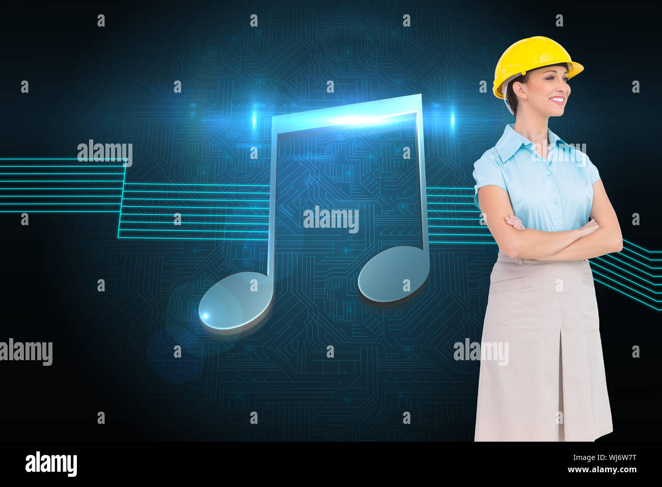 Composite image of smiling attractive architect posing Stock Photo