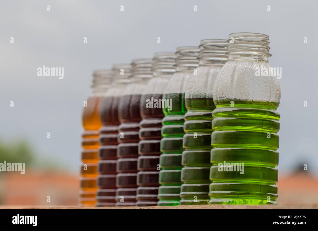 Closeup Of Drinks In Plastic Bottles Stock Photo Alamy