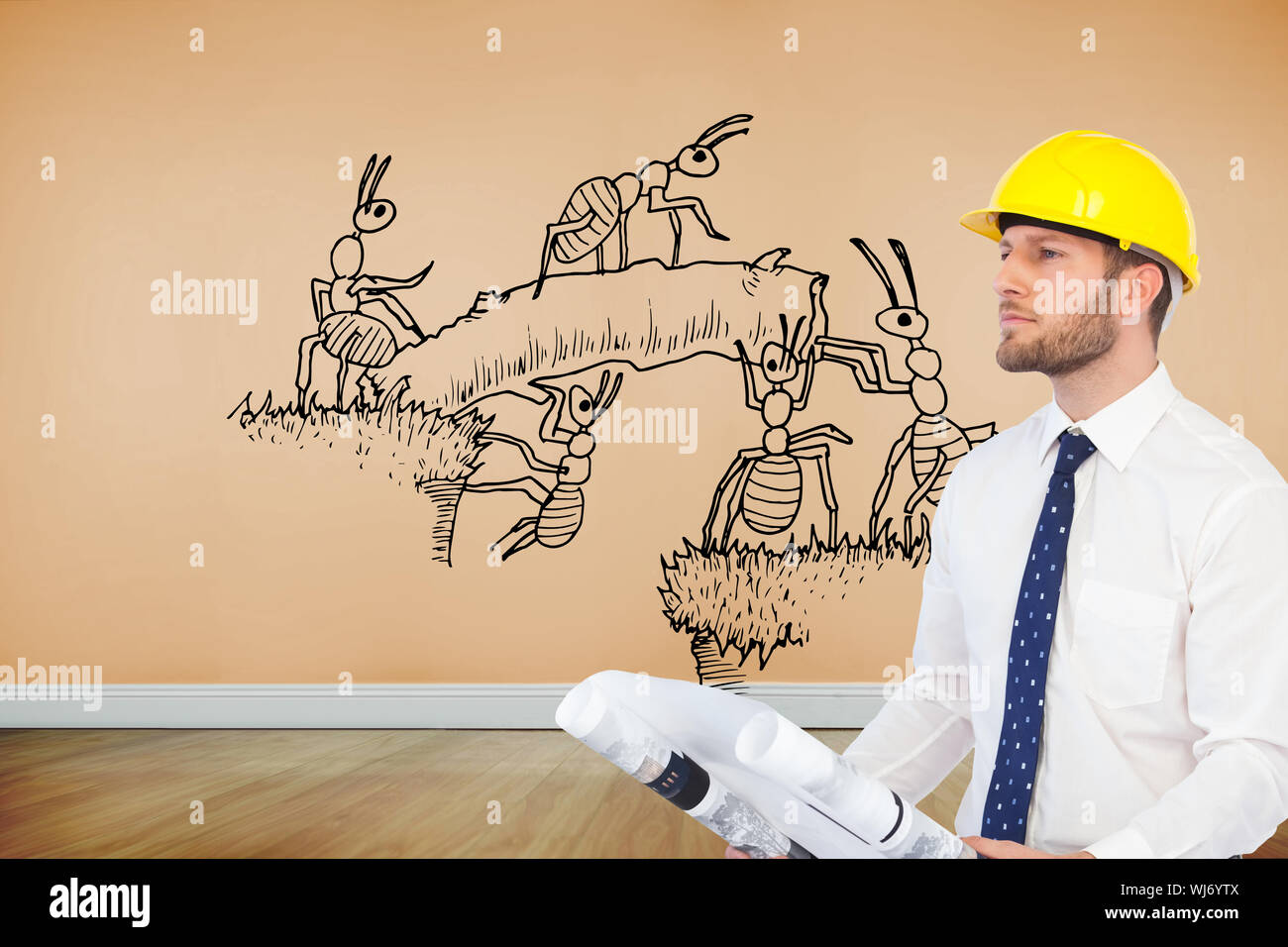 Composite image of thoughtful young architect posing Stock Photo